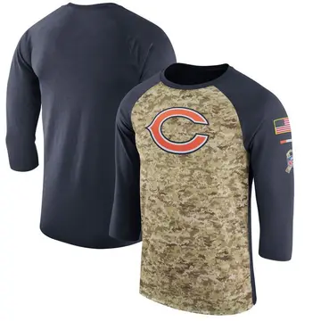 Men's Chicago Bears Legend Camo/Navy Salute to Service 2017 Sideline Performance Three-Quarter Sleeve T-Shirt