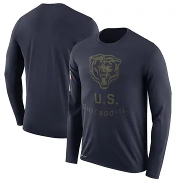 Men's Chicago Bears Legend Navy 2018 Salute to Service Sideline Performance Long Sleeve T-Shirt
